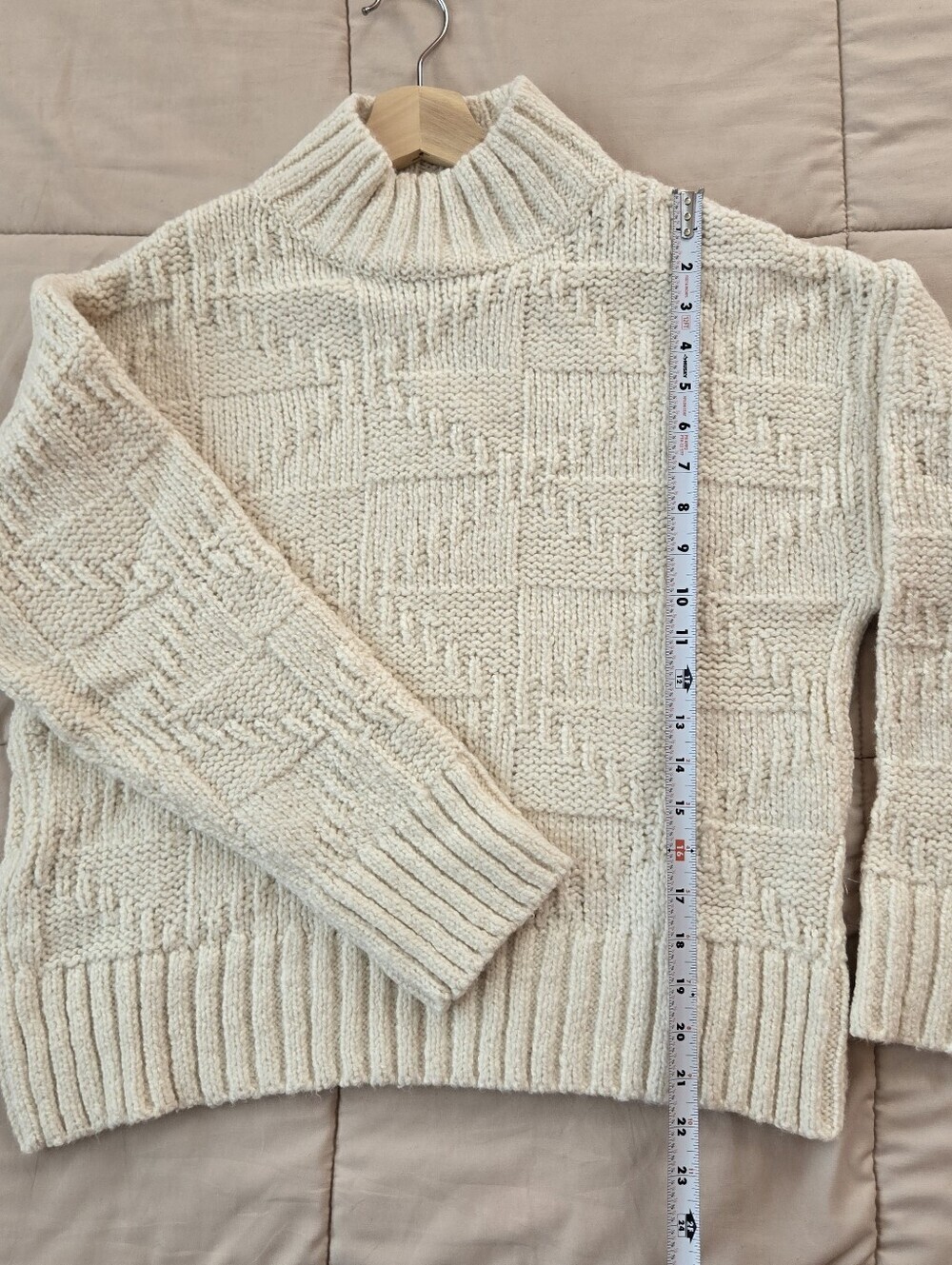 NWT Mango Chunky-knit Sweater With Perkins Neck, Ecru Cream Color - Picture 9 of 10